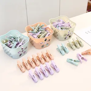 Clips de Séchage de Linge en Plastique Avec Panier de Rangement Coupe-Vent Sous-Vêtements Chaussettes Pinces Multifonctions