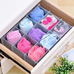 Plastic Drawer Divider Adjustable Grid Organizer DIY Storage Partition Bin For Underwear Socks Makeup Office Desk Drawer