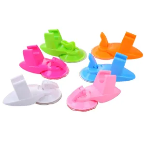 Adjustable suction shower head holder, heavy duty plastic wall mount bracket, multi-color.