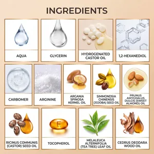 Detailed view showing natural plant extracts and nourishing ingredients for beard care oil.