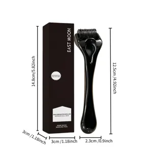 Rouleau de micro-aiguilles noir EAST MOON avec boîte, outil de soin du visage pour hommes.