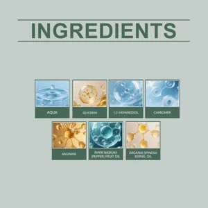 Tabella dettagliata degli ingredienti con componenti attivi per la cura e molecole chiare.