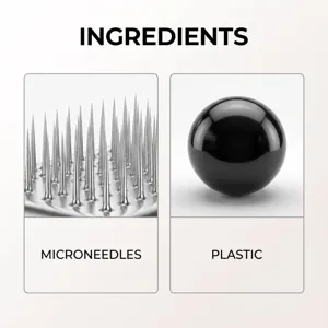 Vue détaillée du rouleau de soin montrant des micro-aiguilles en métal et plastique noir.