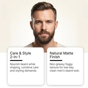 Men beard styling balm grooming cream for daily clean matte finish care and shape.