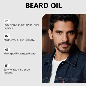 Premium beard oil for men, daily softening, moisturizing and smoothing care for a clean look.