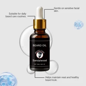 Sandalwood Beard Oil 50ml hydrating and smoothing daily grooming care dropper bottle