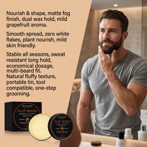 East Moon beard styling wax, matte finish nourishing grooming cream for men daily care 60g