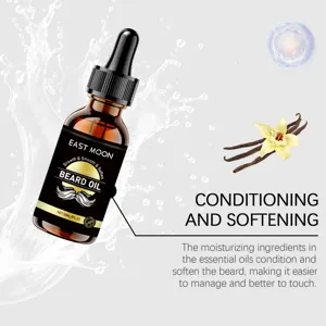 East Moon vanilla scented beard oil, 30ml moisturizing and softening grooming treatment for men.