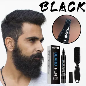Kit de lápiz para barba EELHOE para hombres, lápiz rellenador de bigote impermeable con cepillo.