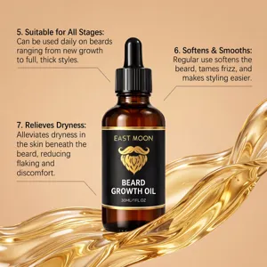 EAST MOON Men Beard Growth Oil 30ml Nourishing Moisturizing Grooming Care for Daily Use