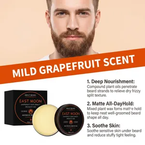 EAST MOON men's beard styling butter with grapefruit scent for daily grooming and deep care.