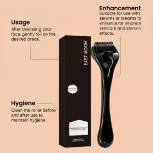 Rouleau de micro-aiguilles EAST MOON pour soin du visage, améliore l'absorption des soins.