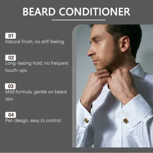 Men beard conditioner pen, natural finish long lasting hold, mild formula gentle care.