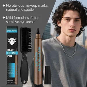 Set de bolígrafo para barba East Moon con cepillo, marrón natural impermeable.
