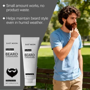 EAST MOON beard conditioner for men softens coarse beards, 120ml shea butter formula.