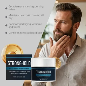 Men's daily beard care cream 100g, soothing moisturizing and refreshing for sensitive skin.