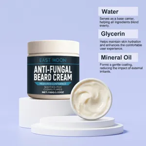 EAST MOON Anti-Fungal Beard Cream detail view showcasing cream texture and ingredients.