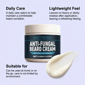 Beard cream product texture detail showing smooth and lightweight cream for daily care use.