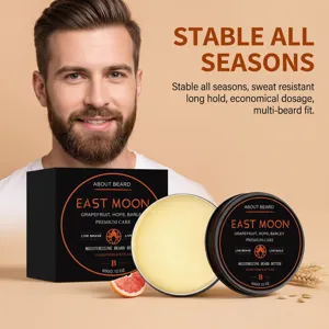 East Moon moisturizing beard butter detail shot, 60g grooming balm for daily styling.