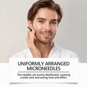 Vue détaillée du rouleau de soin microneedle pour hommes à disposition uniforme.