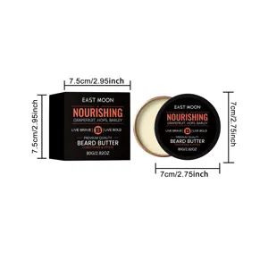 EAST MOON burro nutritivo per barba 80g in barattolo con scatola e dimensioni chiare per cura.