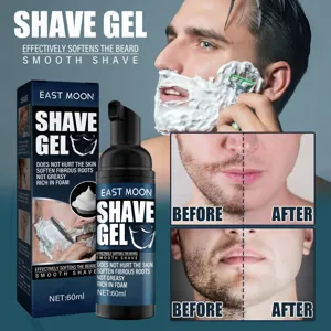 Men shaving gel foam 60ml softens beard smooth shave moisturizing soothing skincare product