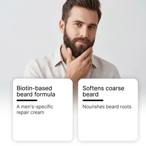 Men beard care cream biotin formula softens coarse hair and nourishes beard roots daily use