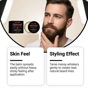 Dettaglio del burro per barba con consistenza liscia e facile applicazione quotidiana.