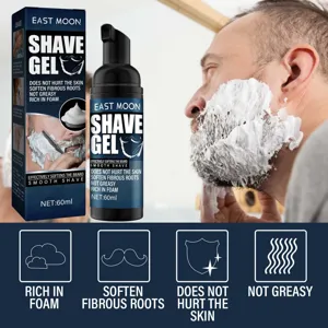 East moon men shaving gel foam 60ml, soft beard, gentle skin care, refreshing non greasy.