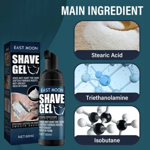 East Moon men's shaving gel and foam for smooth shave, gentle moisturizing and beard softening.