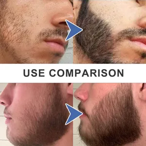 Vista detallada de la comparación de efectos del lápiz de barba, mostrando crecimiento natural.