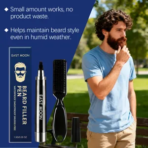 Kit de rotulador relleno de barba East Moon con cepillo, herramienta resistente agua.