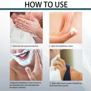 Guide d'instructions étape par étape détaillé sur l'application correcte de la crème dépilatoire.