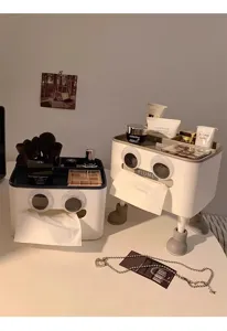 Boîte à mouchoirs de bureau mignonne avec compartiments de rangement et décors pour la maison.