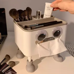 Mignonne Boîte À Mouchoirs De Bureau De Dessin Animé En Plastique PP Organisateur De Boîte De Rangement Multifonctionnelle Avec Support De Téléphone Pour Salon Voiture