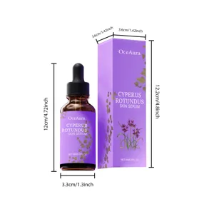 OceAura Cyperus Rotundus Hautserum Flasche und Verpackungsbox Groesse Detailansicht.