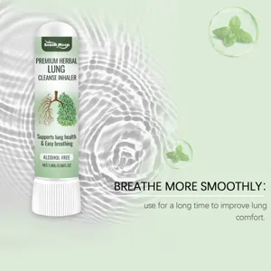 Herbal lung cleanse inhaler detail view, natural herbal formula for easy breathing.