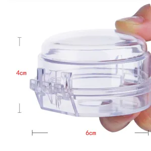 Transparent plastic gas stove knob safety cover detail view, 4x6cm protective accessory
