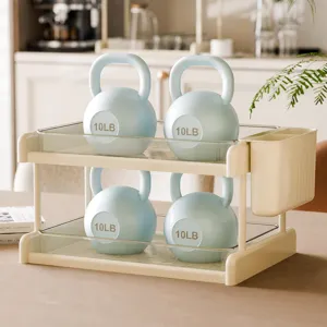 Organizzatore da scrivania a 2 livelli in stile crema con cassetti per riporre oggetti in casa