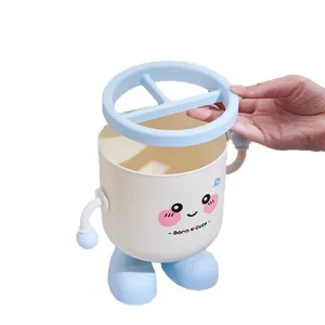 Mini desktop trash can with lid cute cartoon storage bucket office table waste basket