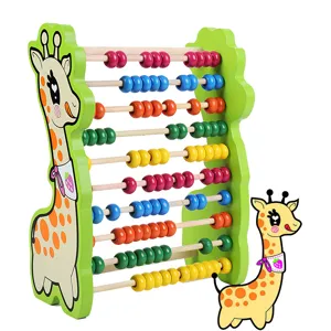 Wooden Educational Abacus Counting Frame Toy Cartoon Deer Math Learning Calculating Toy For Kids Early Education