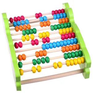 Wooden kids abacus toy, colorful counting beads educational math learning tool for toddlers.