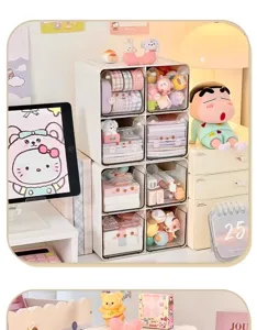 Transparent desktop storage box multi-layer drawer organizer cute stationery holder