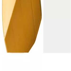 Detail view of the modern yellow geometric storage box, featuring clean lines and sleek finish.