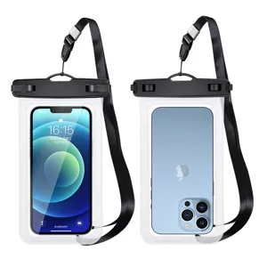 Universal waterproof phone pouch bag with lanyard for swimming beach diving underwater use clear