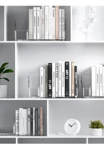 Fermalibri trasparenti in acrilico per scrivania, supporto organizer libri minimalista.