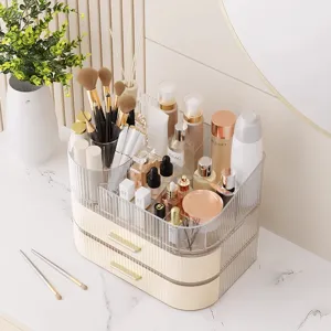 Klares Acryl Rotierende Kosmetik Aufbewahrungsbox Pinselhalter Mehrschichtiger Desktop Hautpflege Organizer Mit Schubladen
