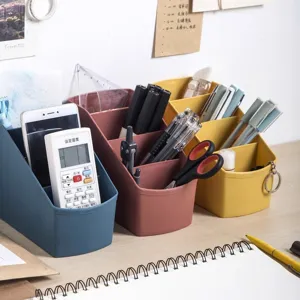 Desktop Storage Box Plastic Multi-Grid Organizer Office Stationery Cosmetic Makeup Holder Desk Sundries Container