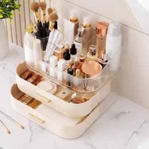 Transparenter Acryl Make-up-Organizer, mehrschichtige Kosmetik-Aufbewahrungsbox für Pinsel.