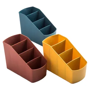 Multi-compartment desktop storage box plastic pen holder organizer for office home use